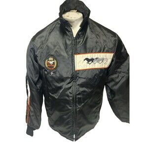 VTG 1979 Horizon Sportswear Black Mustang Jacket L Indy 500 Race Car Men’s